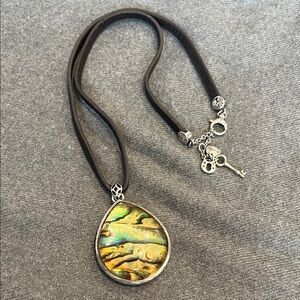 Fossil Reversible Abalone Butterfly Necklace